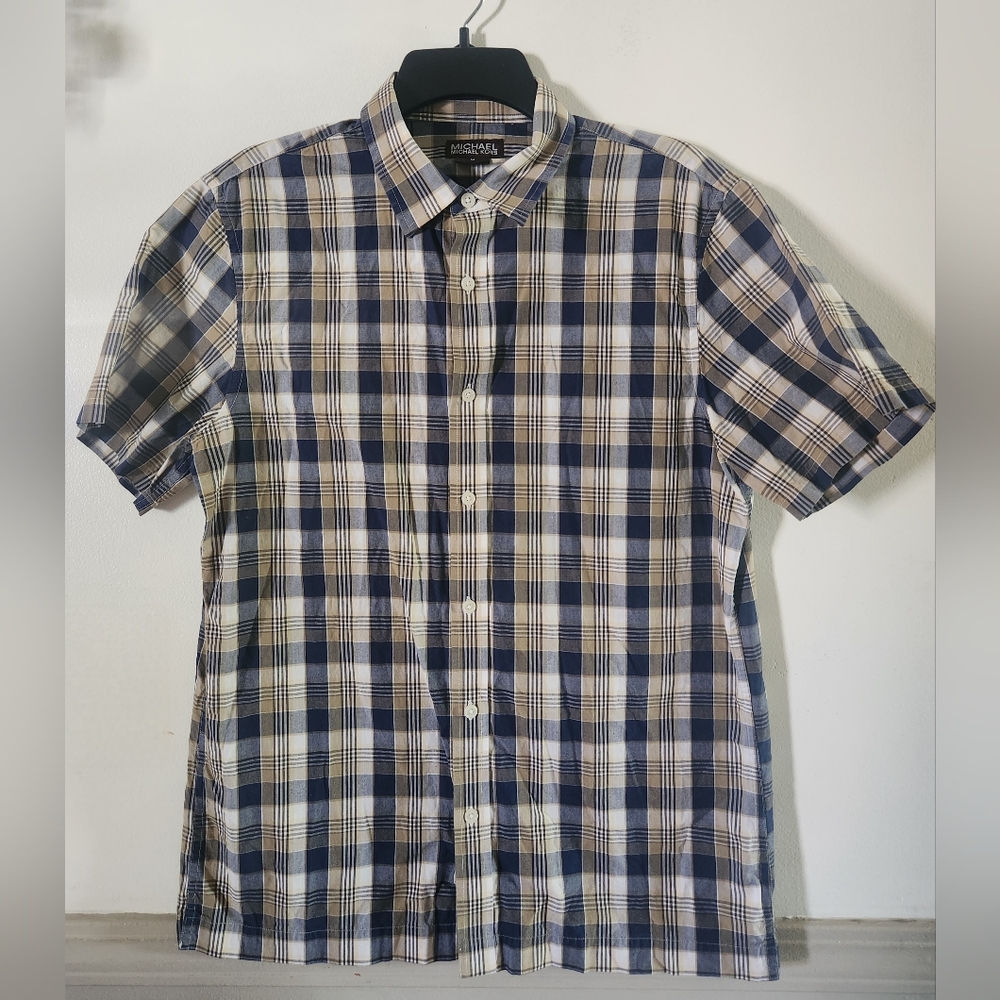 Michael Kors Plaid Button Up Shirt For Men Size M